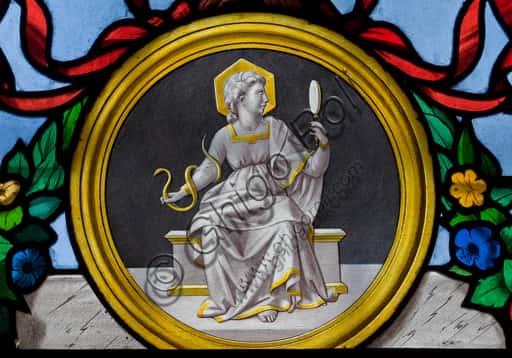 Allegory of Prudence: Pompeo Bertini's Stained Glass in Genoa Cathedral