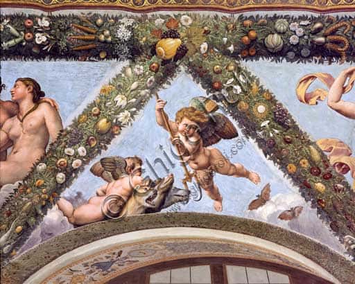 Farnesina Rome: Cupid and Cerberus Pendentive in the Loggia of Cupid and Psyche