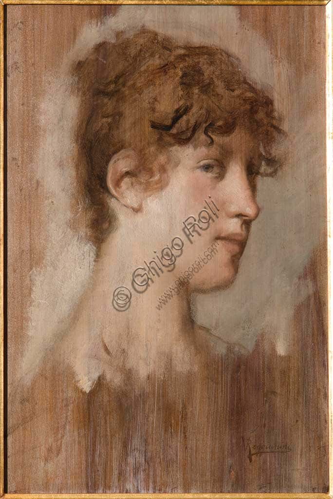 Vittorio Reggianini: dipinto "Volto di Ragazza" olio su tavola