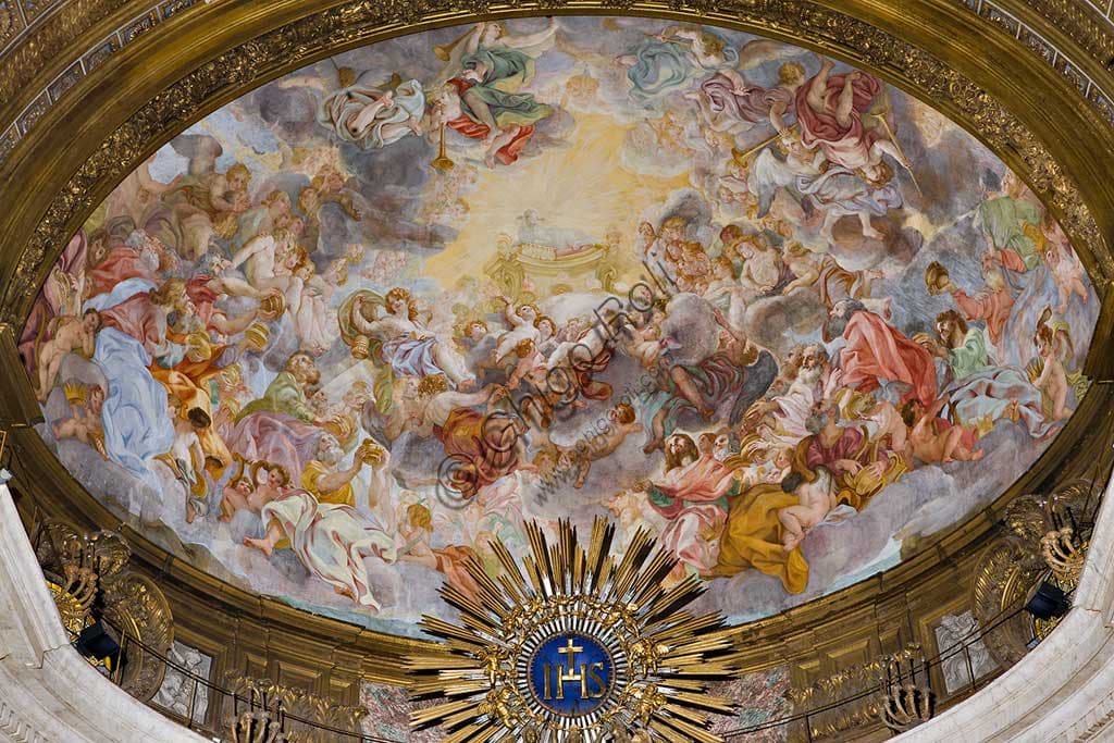 Adorazione dell'Agnello Mistico, affresco barocco di Baciccia (Gaulli) del 1679 nel catino absidale della Chiesa del Gesù