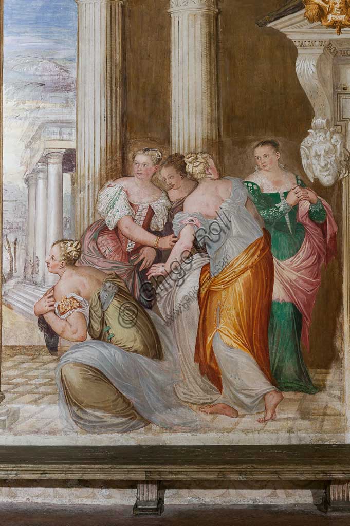 Particolare dell'affresco La Clemenza di Scipione di Giovanni Antonio Fasolo, Castello di Thiene (Villa Porto Colleoni)