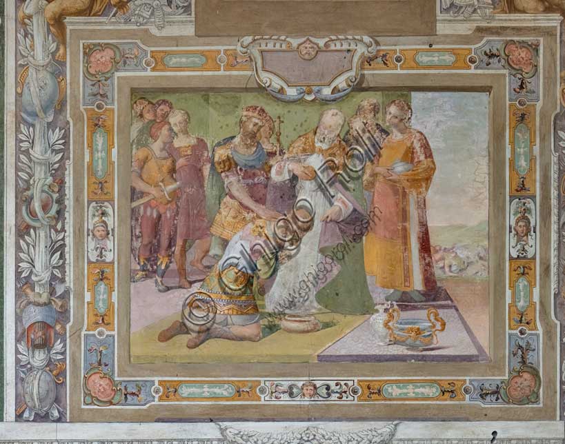 Affresco di Cosimo Daddi con Gesta di Goffredo di Buglione, cortile Villa Medicea La Petraia, Firenze