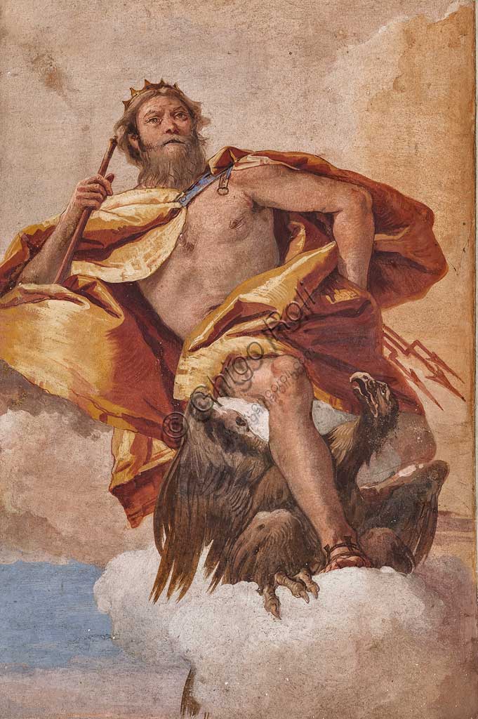 Fresco of Jupiter, king of the gods, by Giambattista Tiepolo at Villa Valmarana ai Nani, Vicenza Italy
