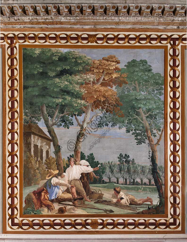 Fresco 'The Peasant's Rest' by Giandomenico Tiepolo, 1757, Villa Valmarana ai Nani Vicenza Italy