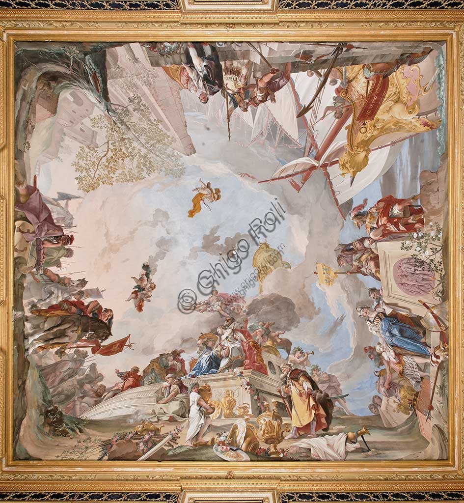 Affresco Il Sacrificio di Ifigenia, Giovan Battista Crosato, soffitto Palazzina di Caccia di Stupinigi