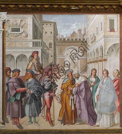 Affresco Incontro di San Gioacchino e Sant'Anna di Boccaccio Boccaccino, Duomo di Cremona, navata mediana