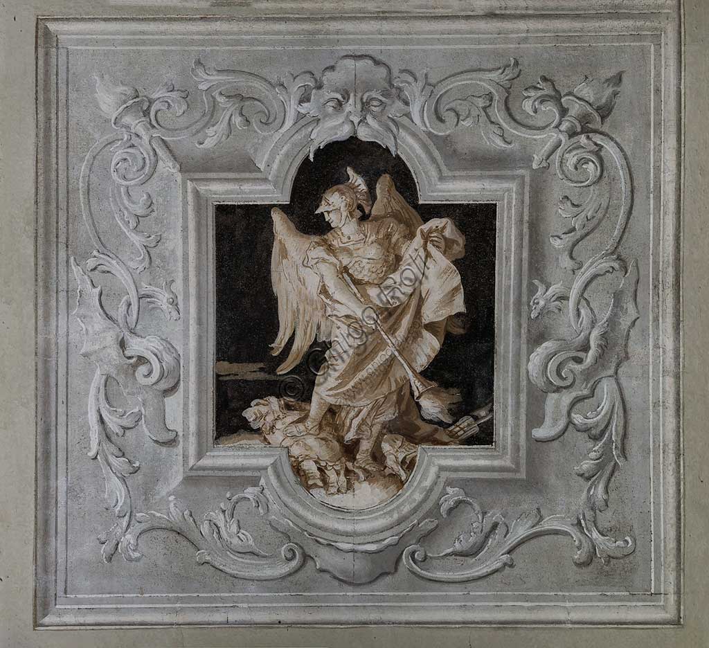 Monochrome fresco of Mercury, Giandomenico Tiepolo, Villa Valmarana ai Nani Vicenza Italy