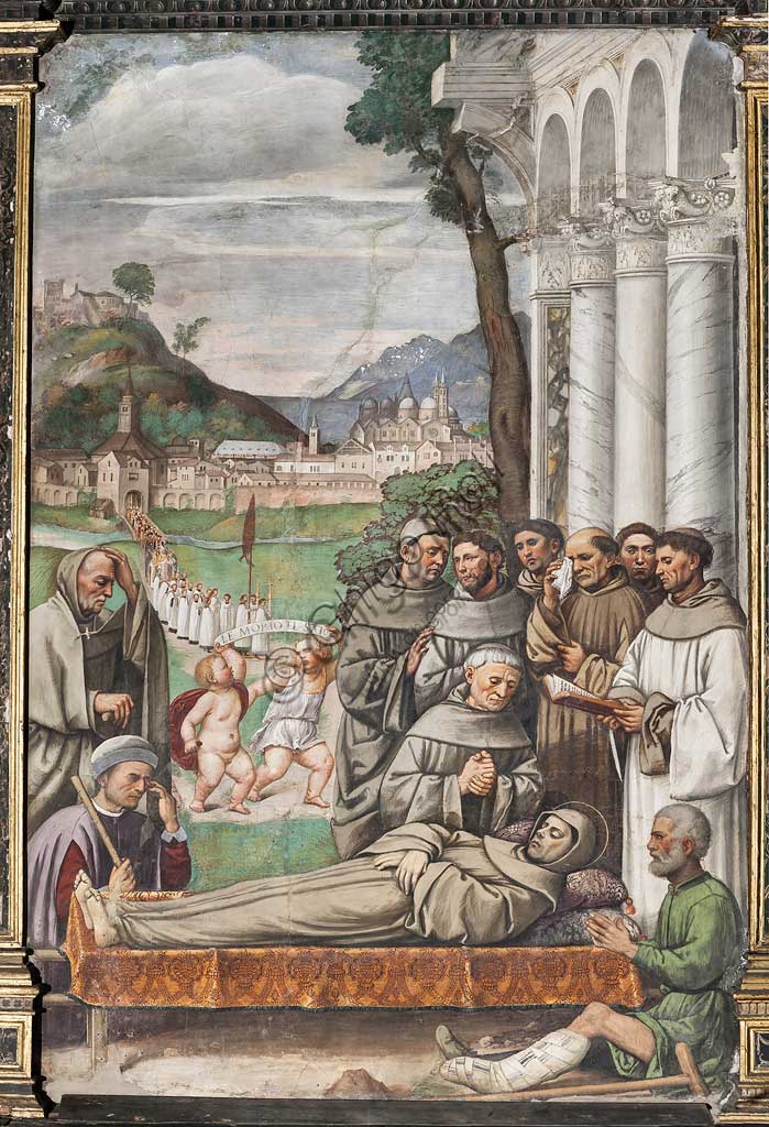 Affresco Morte di Sant'Antonio, Girolamo Dal Santo 1513, Scuola del Santo, Padova
