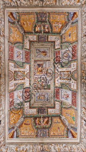 Affresco del soffitto con Pier Maria Rossi che riceve l'onorificenza dell'Ordine di San Michele, Sala delle Gesta Rossiane, Rocca dei Rossi