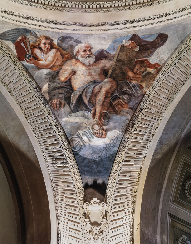 Affresco barocco di San Matteo Evangelista dipinto da Mattia Preti nel pennacchio della Chiesa di S. Biagio a Modena