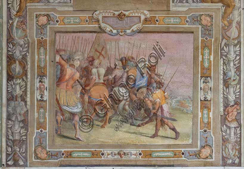 Affresco Scena di Battaglia di Cosimo Daddi, cortile Villa Medicea La Petraia Firenze