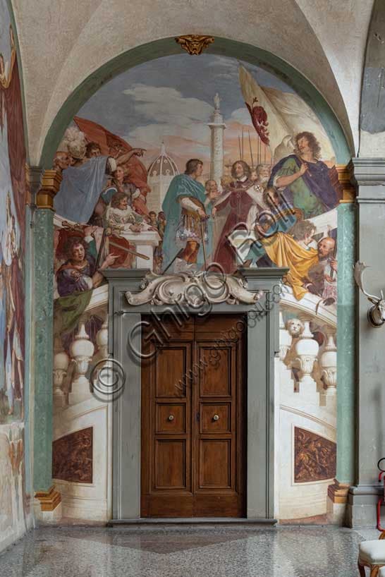 Affresco di Baldassarre Franceschini, il Volterrano, che raffigura Giuliano e Lorenzo de' Medici sul Campidoglio nella Villa La Petraia, Firenze
