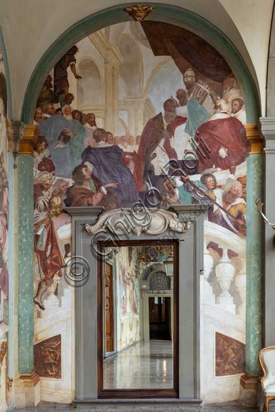 Affresco di Volterrano - Clemente VII incorona Carlo V a Bologna, 1530. Villa Medicea La Petraia, cortile, Firenze.