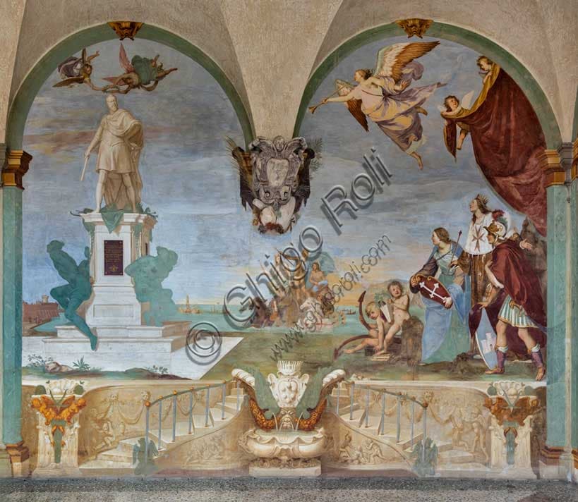 Affresco barocco 'Predominio della Toscana sul mare' di Volterrano, cortile di Villa La Petraia, Firenze