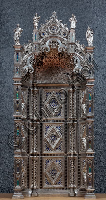 Detail of the central niche of the Silver Altar of St. John, work by Michelozzo, Museum of the Opera del Duomo, Florence