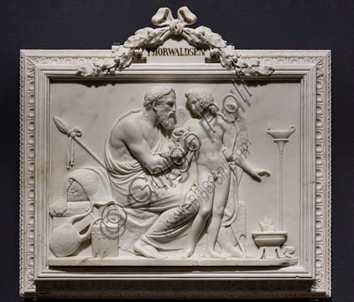 Scultura in marmo Amore e Anacreonte di Bertel Thorvaldsen, 1824, arte neoclassica
