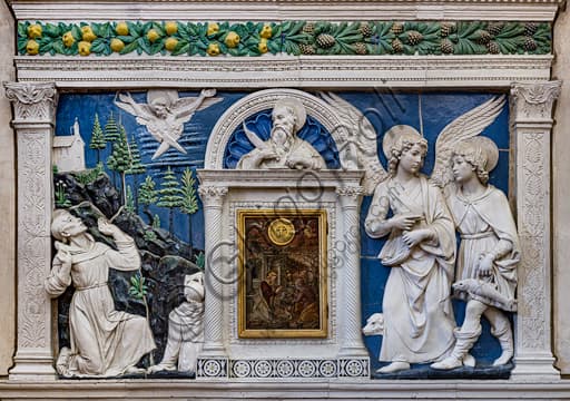 Dossale d'altare di Andrea della Robbia, terracotta policroma invetriata, Basilica di Santa Croce Firenze