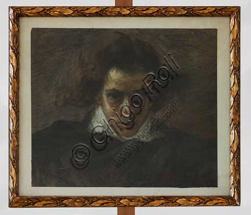 Ritratto di musicista, pastello su carta di Angelo Longanesi (1860-1934), dettaglio Collezione Assicoop - Unipol