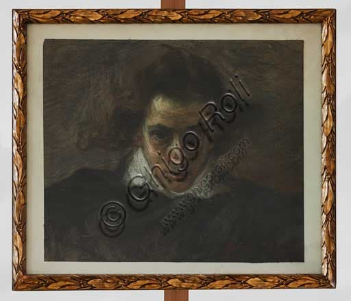 Ritratto di musicista, pastello su carta di Angelo Longanesi (1860-1934), dettaglio Collezione Assicoop - Unipol