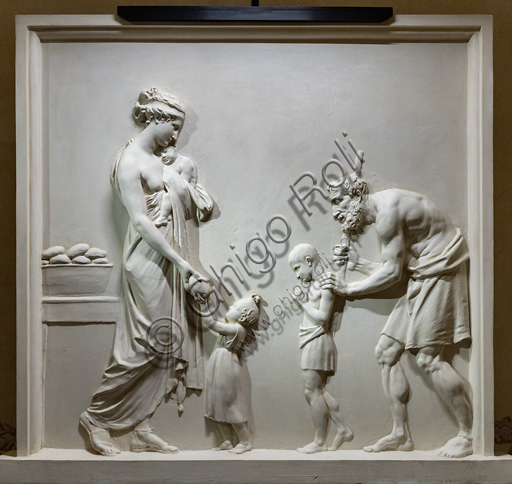 Scultura in gesso 'Dare da mangiare agli affamati' di Antonio Canova, 1795, opera neoclassica
