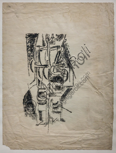 Mendicante di Ardengo Soffici, 1915, vitrografia a olio, Museo Novecento Firenze