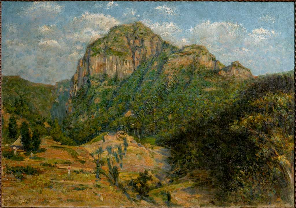 Dipinto Paesaggio Africano di Augusto Valli, pittore italiano, olio su tela
