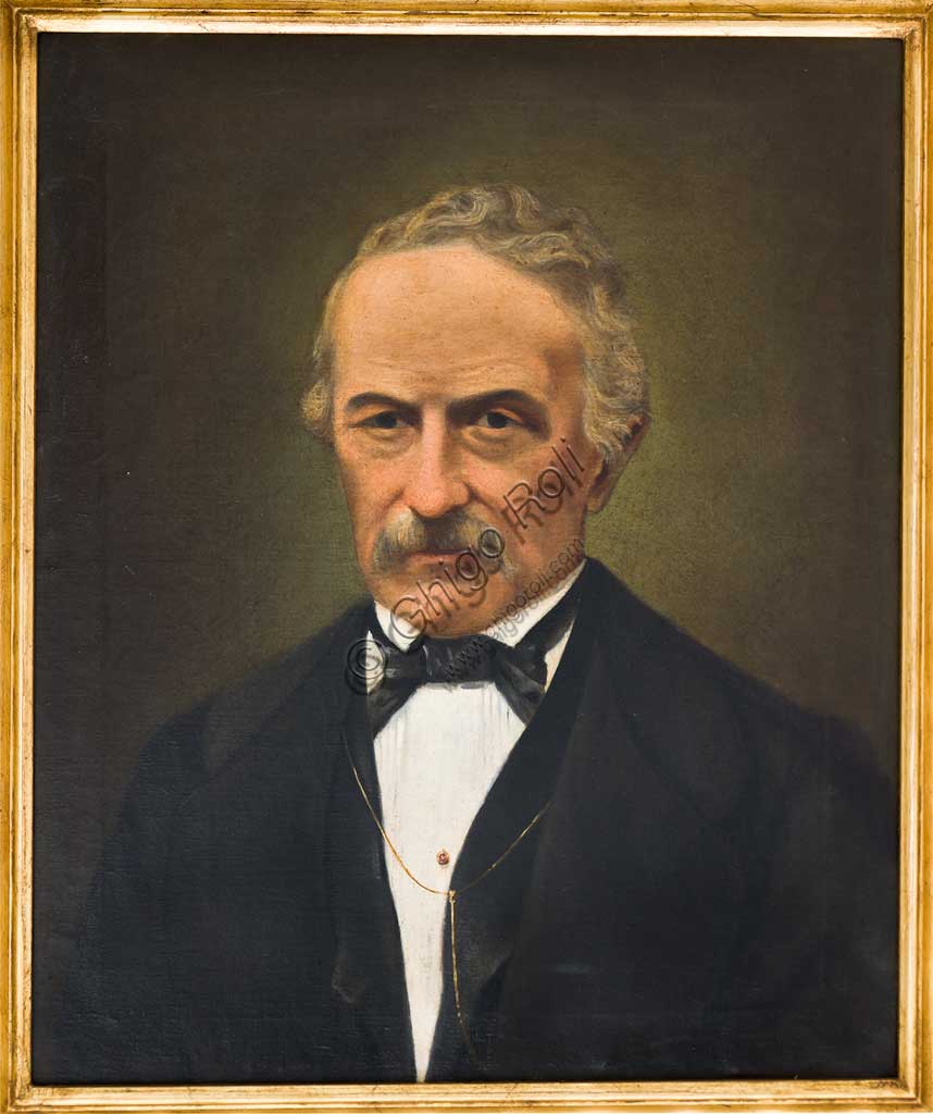 Autoritratto del pittore italiano Ferdinando Tarabini, opera a olio su tela del XIX secolo