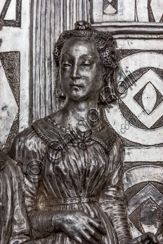 Detail of Princess Salome, tile Herod's banquet and Salome's dance, Silver Altar, Museum of the Opera del Duomo Florence
