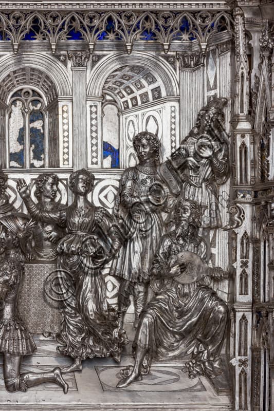 Detail of the silver tile depicting Herod's Banquet and Salome's dance, Opera del Duomo Museum, Florence