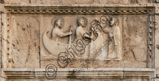 Bassorilievo romanico Vocazione di San Pietro e Andrea, facciata Chiesa di San Pietro Spoleto