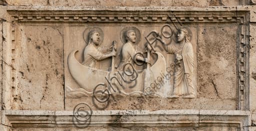 Bassorilievo romanico Vocazione di San Pietro e Andrea, facciata Chiesa di San Pietro Spoleto