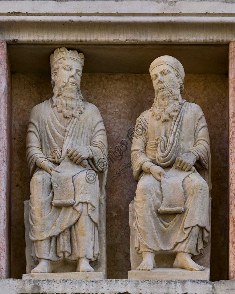 Marble sculptures by Benedetto Antelami in the Parma Baptistery, Italian Romanesque art