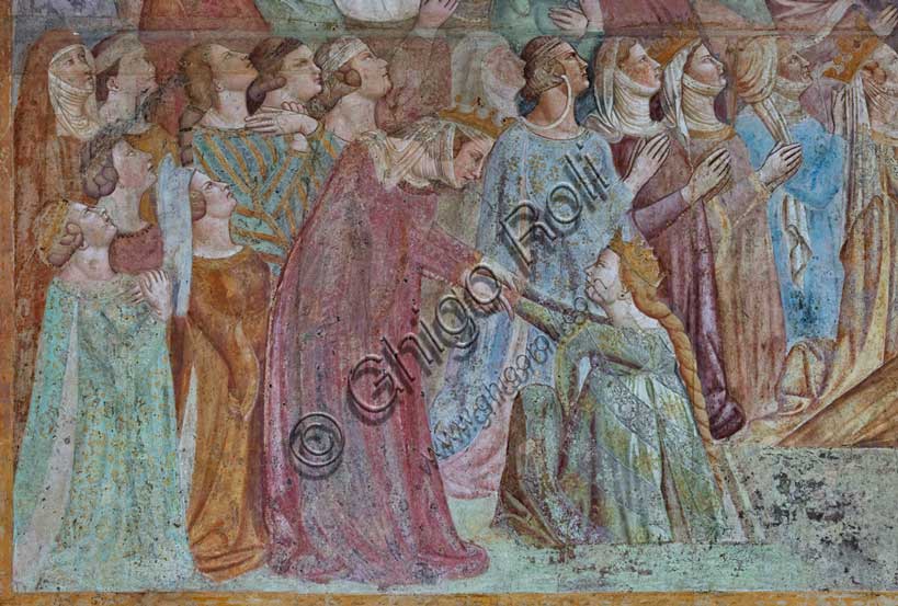 Affresco del Giudizio Universale, Buffalmacco, Camposanto Pisa: gruppo di giuste ed elette