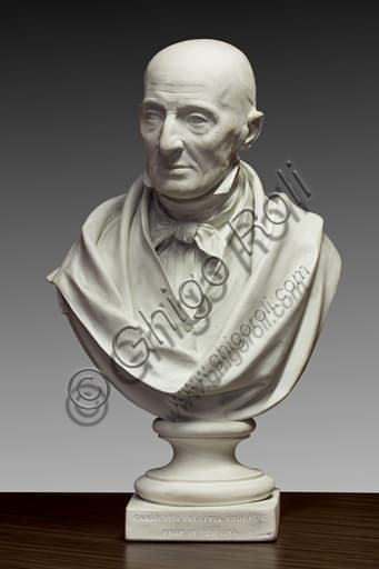 Busto ritratto in scagliola del professore Carlo Pisa Faloppia, opera dello scultore Alessandro Cavazza, 1855