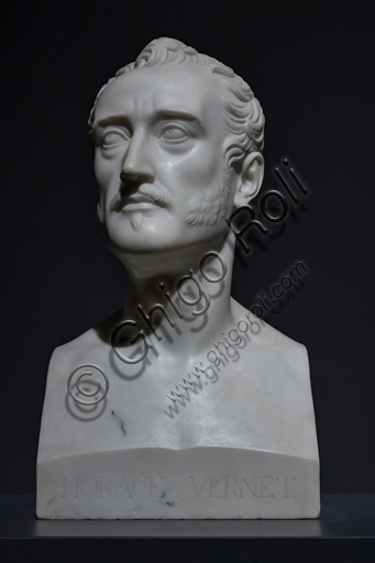 Busto in marmo raffigurante il pittore Horace Vernet, scultura di Bertel Thorvaldsen del 1832-33, arte neoclassica
