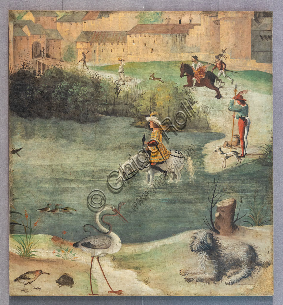 Affresco Caccia con il falcone di Floriano Ferramola, Pinacoteca Tosio Martinengo Brescia