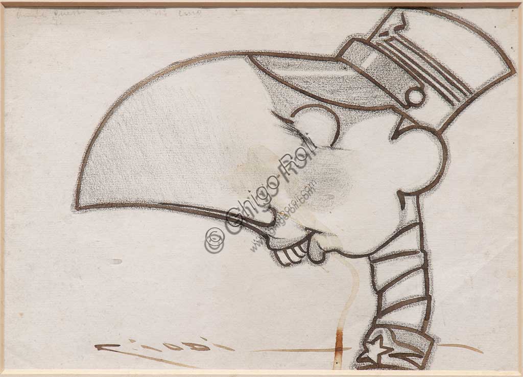 Disegno Soldato di Casimiro Jodi, inchiostro e carboncino su carta, Collezione Assicoop-Unipol