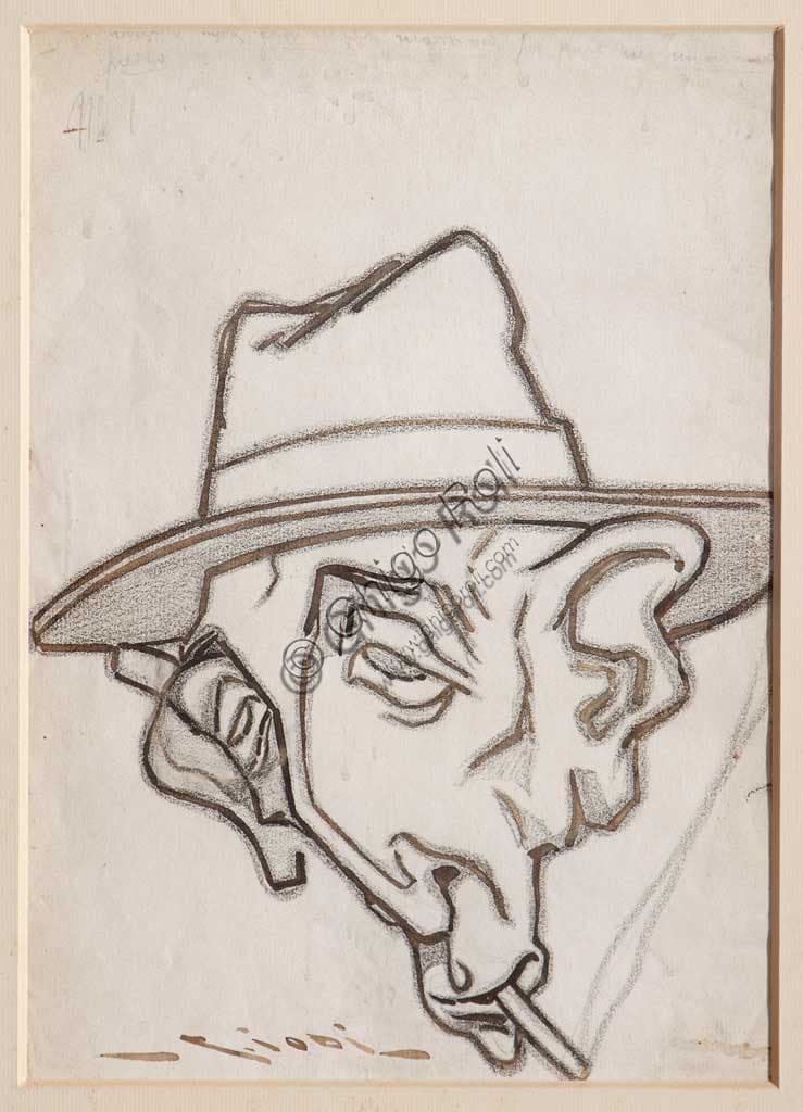 Disegno Il professor Mario Molinari di Casimiro Jodi a inchiostro e carboncino su carta, Collezione Assicoop - Unipol