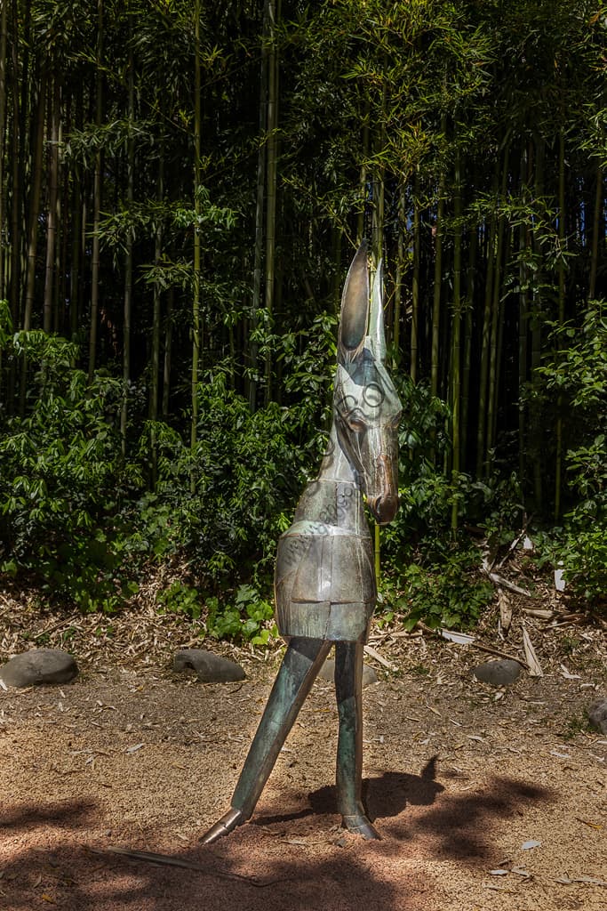 Bronze and steel sculpture The Ass Pinocchio by Pietro Consagra at Pinocchio Park in Collodi Italy