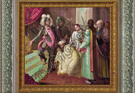 Dipinto murale di Vincenzo Riolo, Conte Ruggero e Nicodemo, Sala Gialla Palazzo Reale Palermo