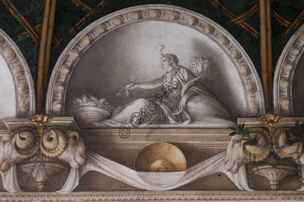 Dettaglio affresco monocromo della statua di Cerere, Correggio, Camera di San Paolo Parma