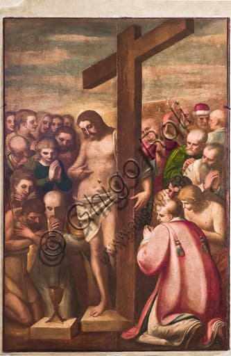 Dipinto Cristo Eucaristico adorato da Santi di Luca Cambiaso nella Sacrestia del Duomo di Genova