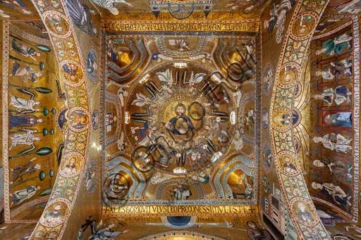 Mosaico bizantino del Cristo Pantocratore, cupola della Cappella Palatina, Palazzo dei Normanni, Palermo