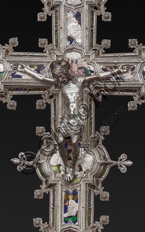Detail of the statue of crucified Christ, Pollaiolo's silver cross, Museum of the Opera del Duomo Florence