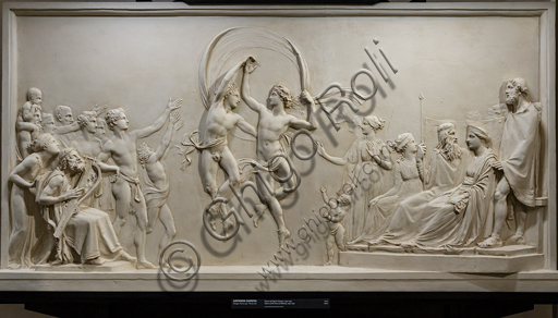 Scultura in gesso Danza dei figli di Alcinoo di Antonio Canova, 1790-1792, arte neoclassica