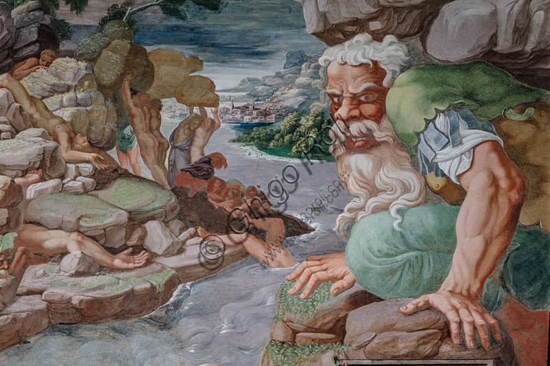 Dettaglio affresco Camera dei Giganti, parete occidentale, Palazzo Te Mantova Giulio Romano