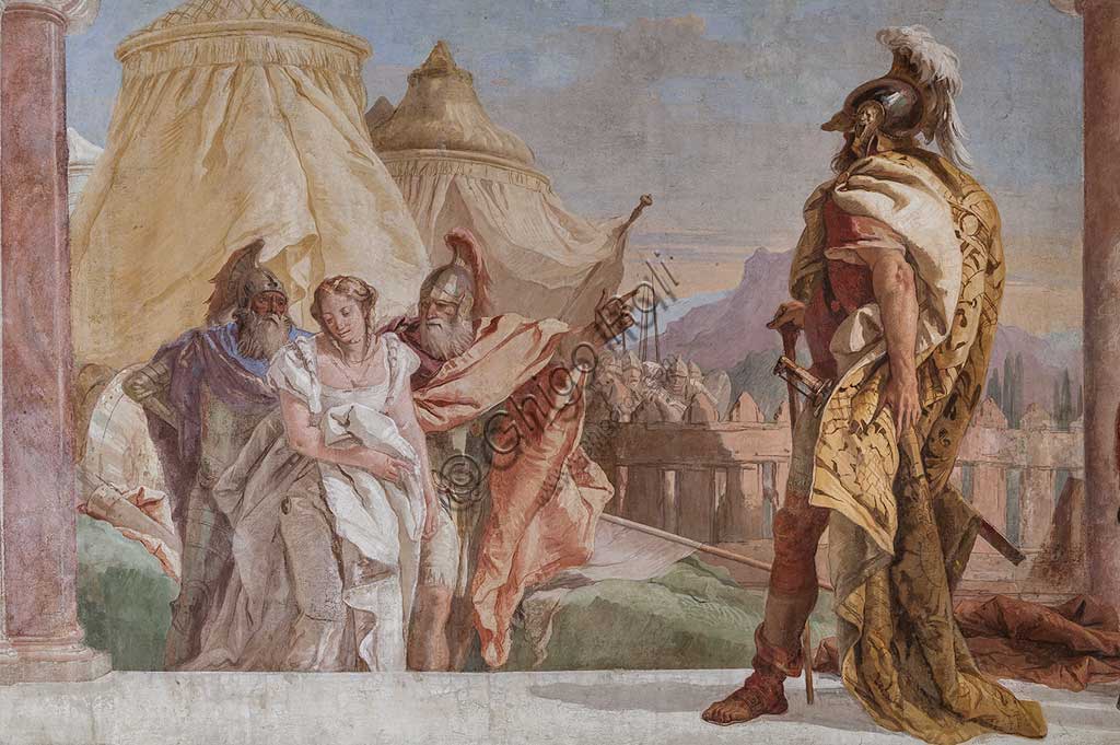 Detail Tiepolo fresco Briseis Agamemnon Iliad Villa Valmarana ai Nani Vicenza Italy