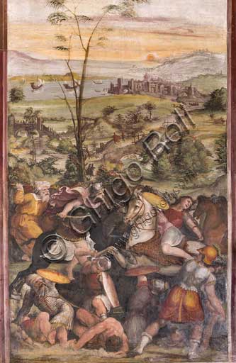 Dettaglio dell'affresco La Battaglia di Isso, Sodoma, Villa Farnesina Roma
