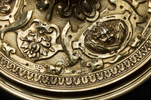Detail of the 1589 embossed and gilded silver chalice, Treasury Museum of San Lorenzo Cathedral, Genoa