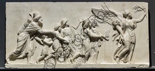 Dettaglio del corteo con uomini e giovanetti nel fregio 'L'ingresso di Alessandro Magno in Babilonia' di Bertel Thorvaldsen